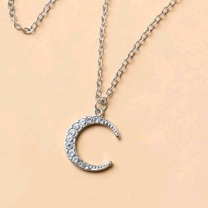 Rhinestone Moon Necklace